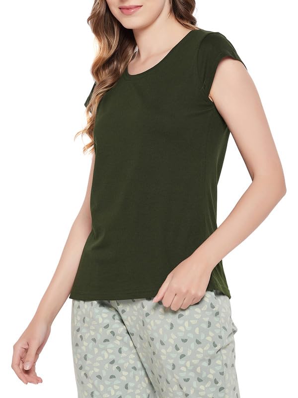 Image of Clovia Women Women's Cotton Solid Sleep Regular Fit Shirt (Lt5202P17)