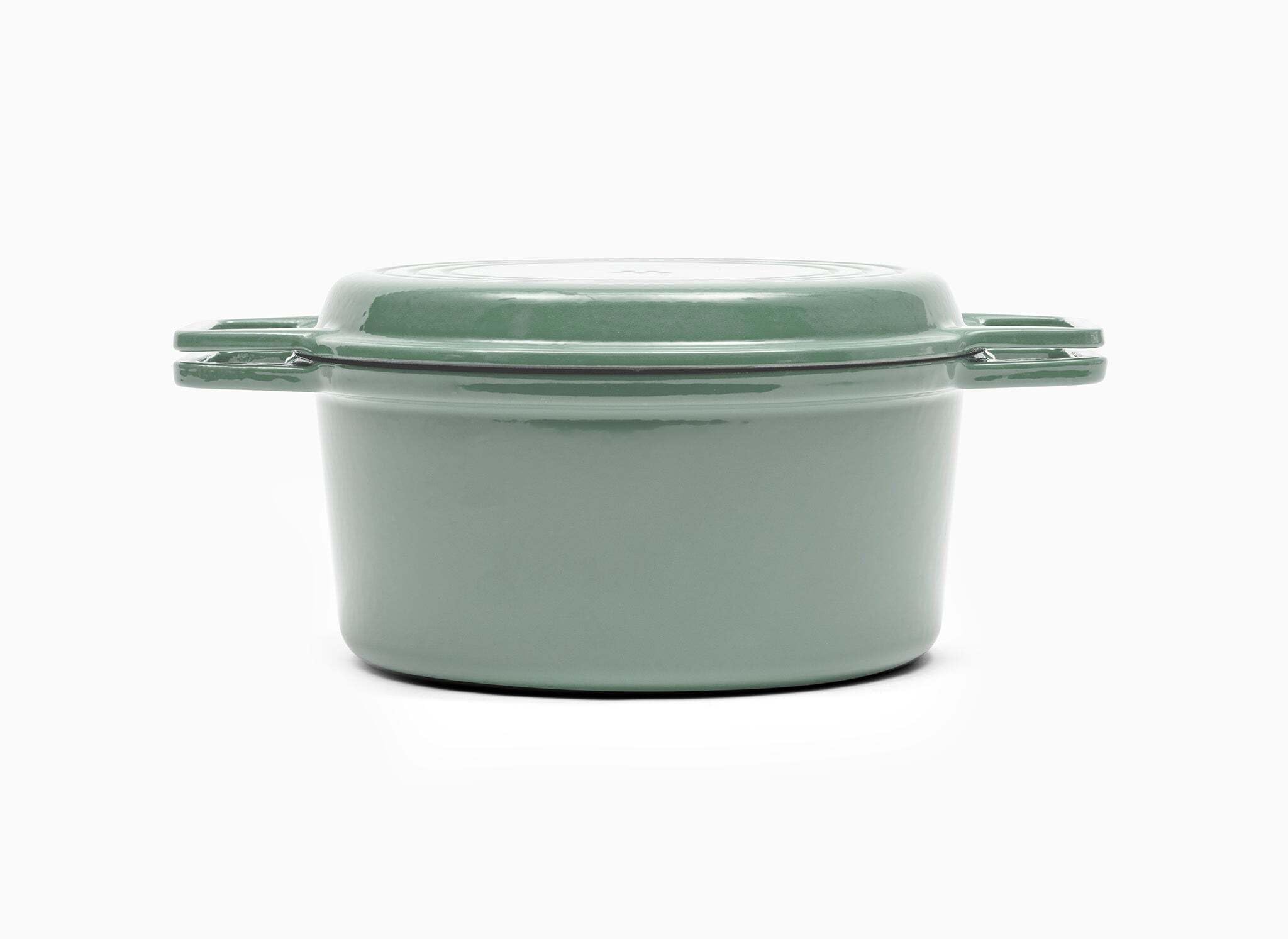 Misen Horno holandés de hierro fundido esmaltado – Olla holandesa de 7 cuartos con tapa de parrilla – Olla de hierro fundido con asas, verde
