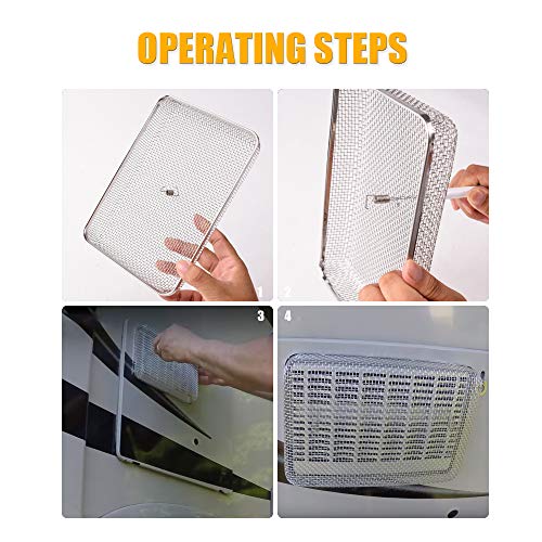 SnowyFox Flying Insect Screen - RV Water Heater Screen Stainless Steel Mesh Cover - Installation Tool Included, Fit Atwood 6/10 Gallon, Suburban 6 Gallon Water Heater Vents, Size: 6 x 8.5 x 1.3inch