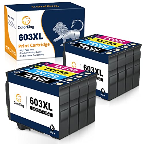 ColorKing Cartucho Tinta Repuesto Compatible con Epson 603XL para Workforce WF-2810 WF-2830 WF-2835 WF-2850 XP-2100 XP-2105 XP-3100 XP-3105 XP-4100 XP-4105 (2 Negros, 2 Cian, 2 Amarillos, 2 Magenta) Cover