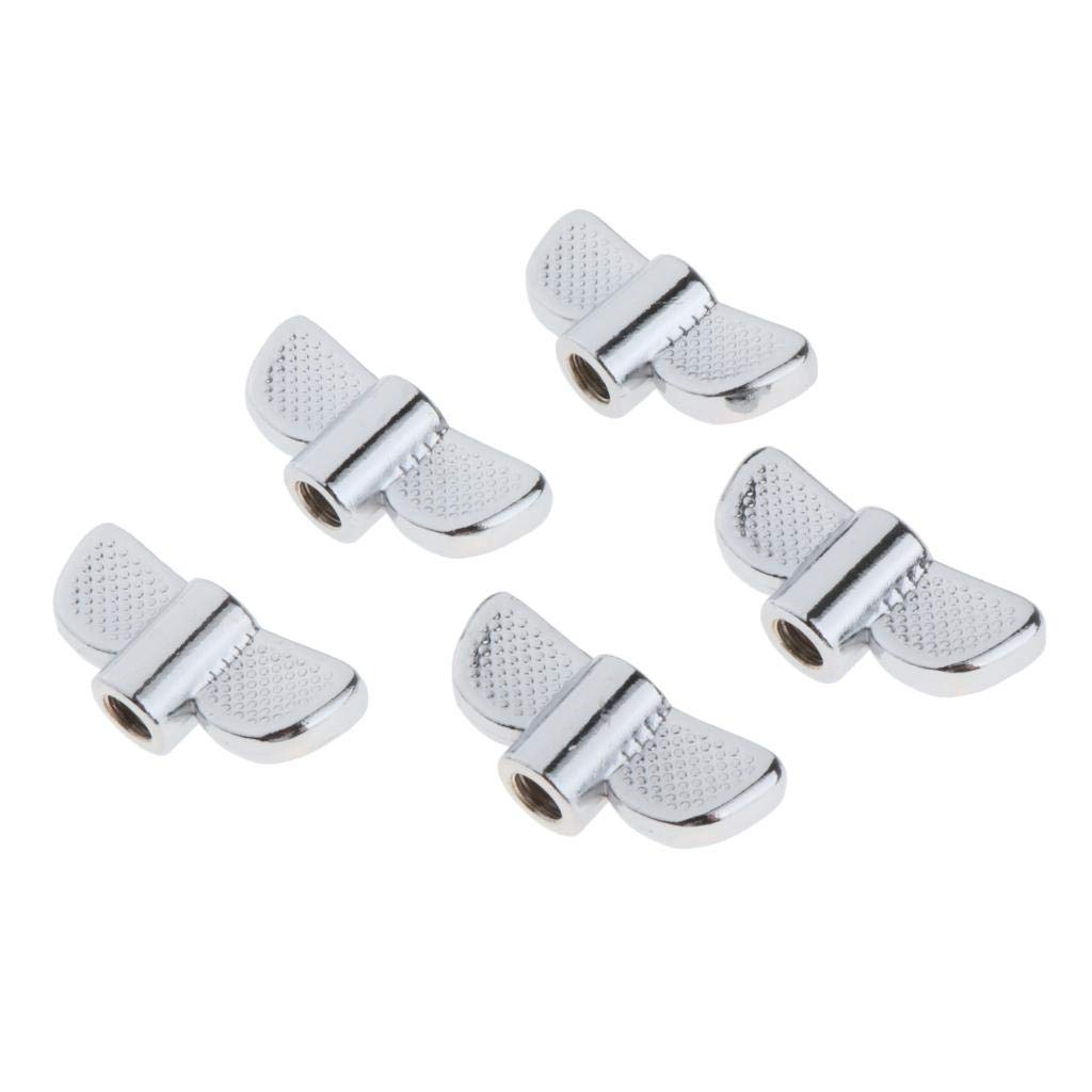 5 tuercas de ala de soporte de platillos de 8 mm para rendimiento de etapa de práctica M8, color plateado