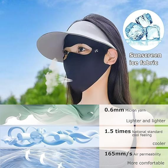 Image of 3-4 PCS Face Cover for Women, Full Face Mask for Sun Protection During Outdoor Activities, Breathable Ice Silk Fabric for All-Day Comfort