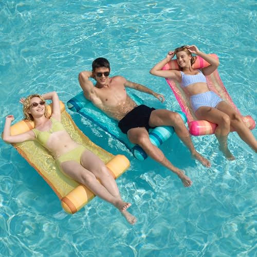 Sloosh 3 Pack 4-in-1 Inflatable Pool Floats, Water Hammock Lounges,