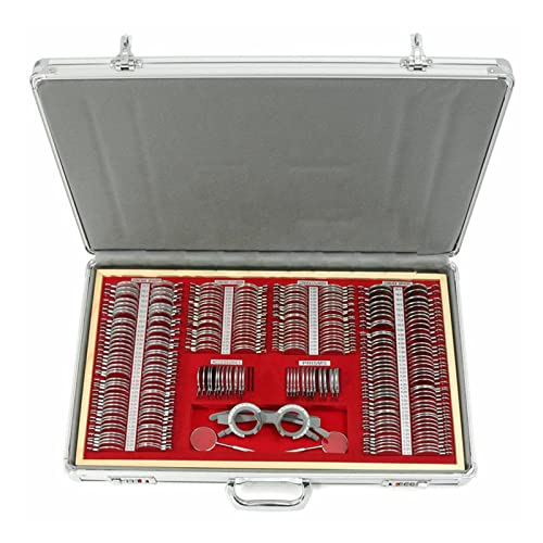 Optical Trial Lens Set Optometry Kit Metal Rim Ophthalmic lenses + Aluminum Case + Optometry Test Trial Frame (266pcs/set)