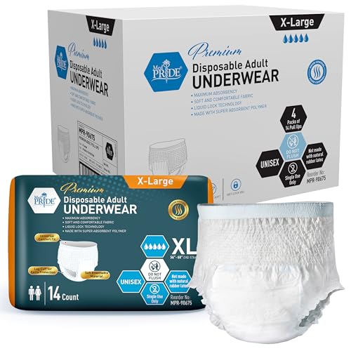 Image of MED PRIDE Disposable Adult Underwear,X-Large (56-68 in),Absorbent,Unisex,56