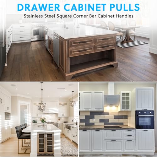 flintronic 2 Stück Möbelgriffe, Küchengriffe Schwarz mit Lochabstand 160mm, Edelstahl Schrankgriffe, Schubladengriffe, Türgriffe, Griffe Möbel für Küchenschränke Kleiderschrank (Gesamtlänge 170mm)