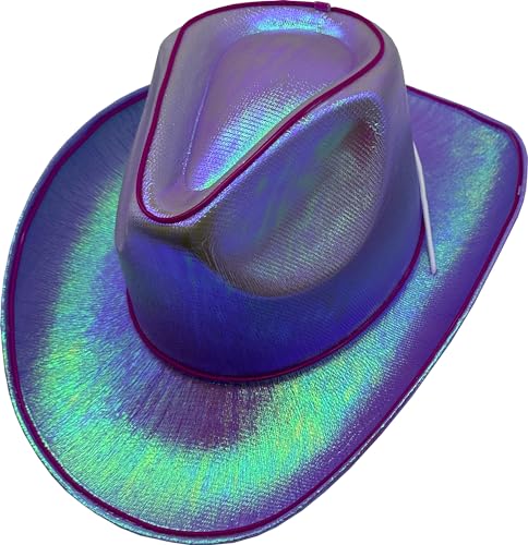 Studio Halloween Adult's Purple Cowboy Hat With Party Wire EL Light Up Trim Costume Accessory