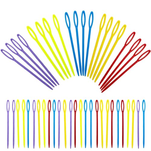 30 Pcs Aghi da Cucito in Plastica, Aghi da Cucito a Mano, Aghi per Tessere, per Cucito, Artigianato e Fai da te per Bambini (Multicolore)