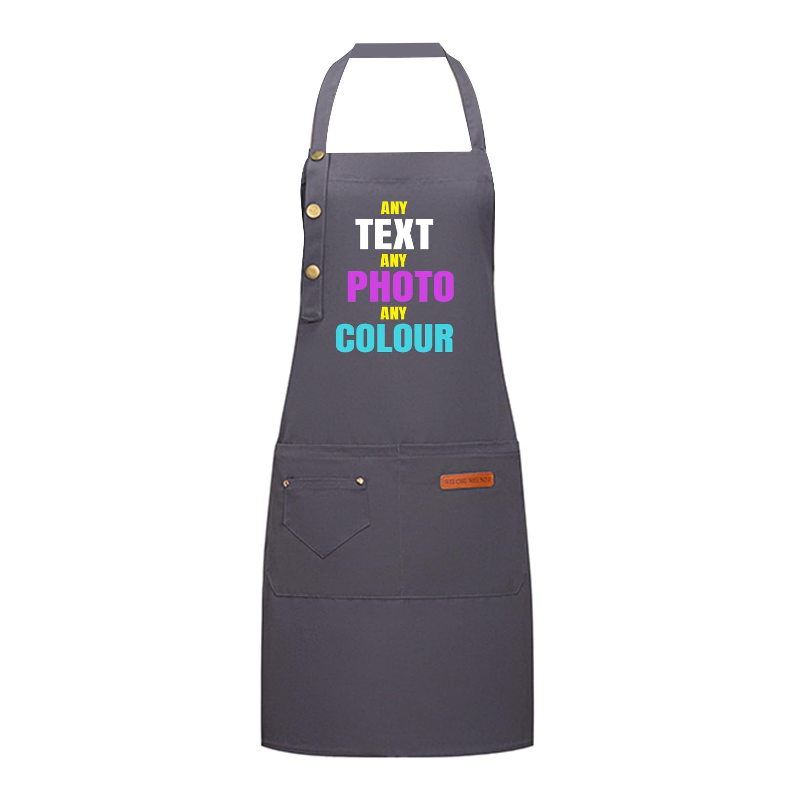 Genérico Delantal Personalizado Con Foto, Logo, Texto | Impermeable Para Cocina y Barbacoa | Ajustable Para Hombre y Mujer