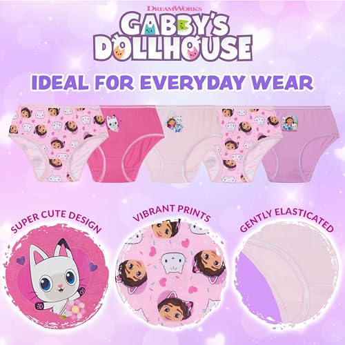 Gabby's Dollhouse Girls Knickers, Comfy Breathable 100% Cotton Underwear for Kids - Pack of 5 (Purple/Pink, 3-4 Years)4