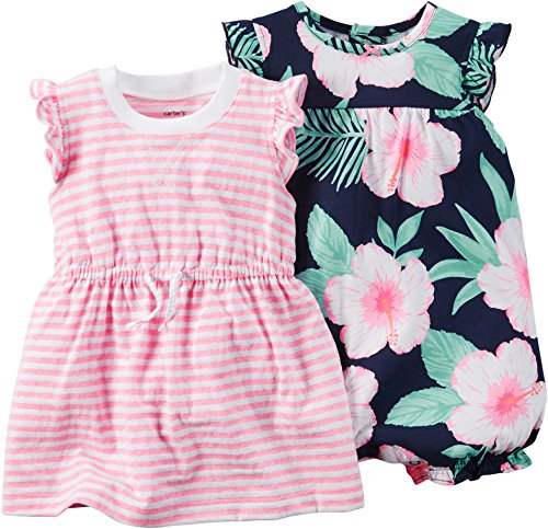 Carter's 2 Pack Rompers, Pink Floral, New Born