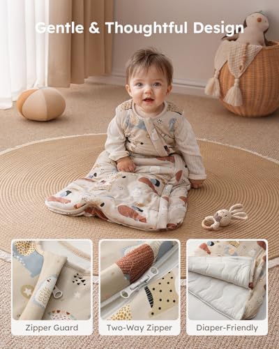 Image of Yoofoss Rayon Made from Bamboo Baby Sleep Sack 0-6 Months 1.0 Tog Baby Wearable Blanket, Super Soft Infant Toddler Sleeping Sack 2-Way Zipper