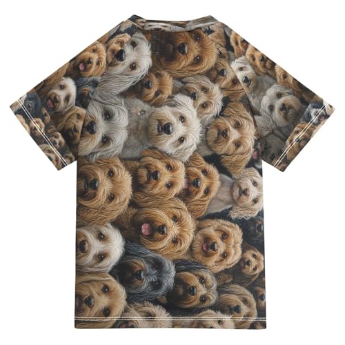 Boys Short Sleeve T-Shirts Dog Real Cute Rashguard Kids Swim Shirts Sun UPF 50+ Multicoloured2