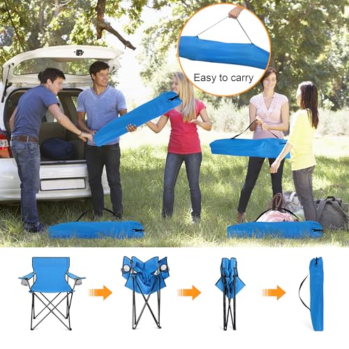 Image of HaSteeL Camping Chairs 4 Pack, Oversized Folding Chair with Cup Holders for Adults, Portable Chair & Carry Bag for Outdoor Backyard, Beach, Lawn, Patio, Picnic, Fishing, Oxford Fabric & Heavy Duty