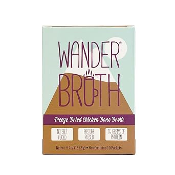 Freeze-Dried No Salt Added Organic Chicken Bone Broth, 10 Pack Box, 15g Protein, Paleo & Keto Friendly
