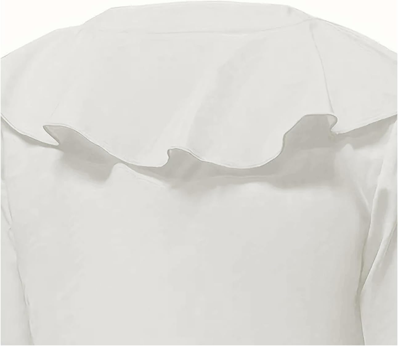 GORGLITTER Women's Ruffled Top Blouses Dressy Business Casual Button Up Long Sleeve V Neck Shirts Work Office Outfits - Image 5