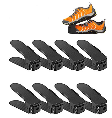 HMwish Organizador de Zapatos con Ranuras, 8 Piezas Organizador de Zapatos Ajustable Espacio Ahorro de Almacenamiento de Zapatos Bastidores de Zapatos Negro