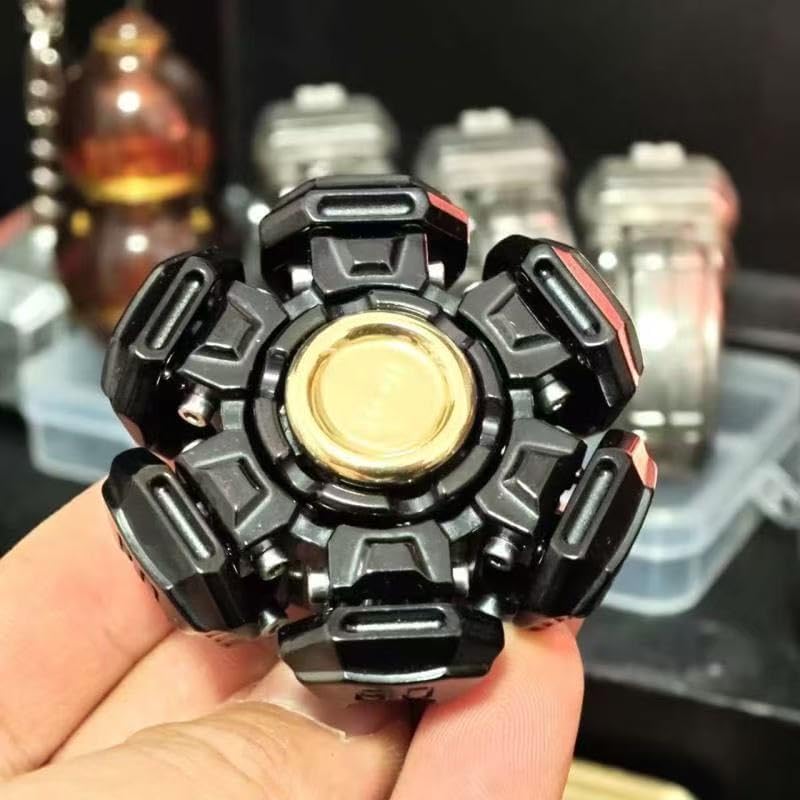 Magnetic Transformable Fidget Spinner - Dual-Axis Metal Blades, 2.5+ Min Spin Time, Premium EDC Stress Relief Toy for Adults & Teens, Office Desk Luxury Gift for Adults Black