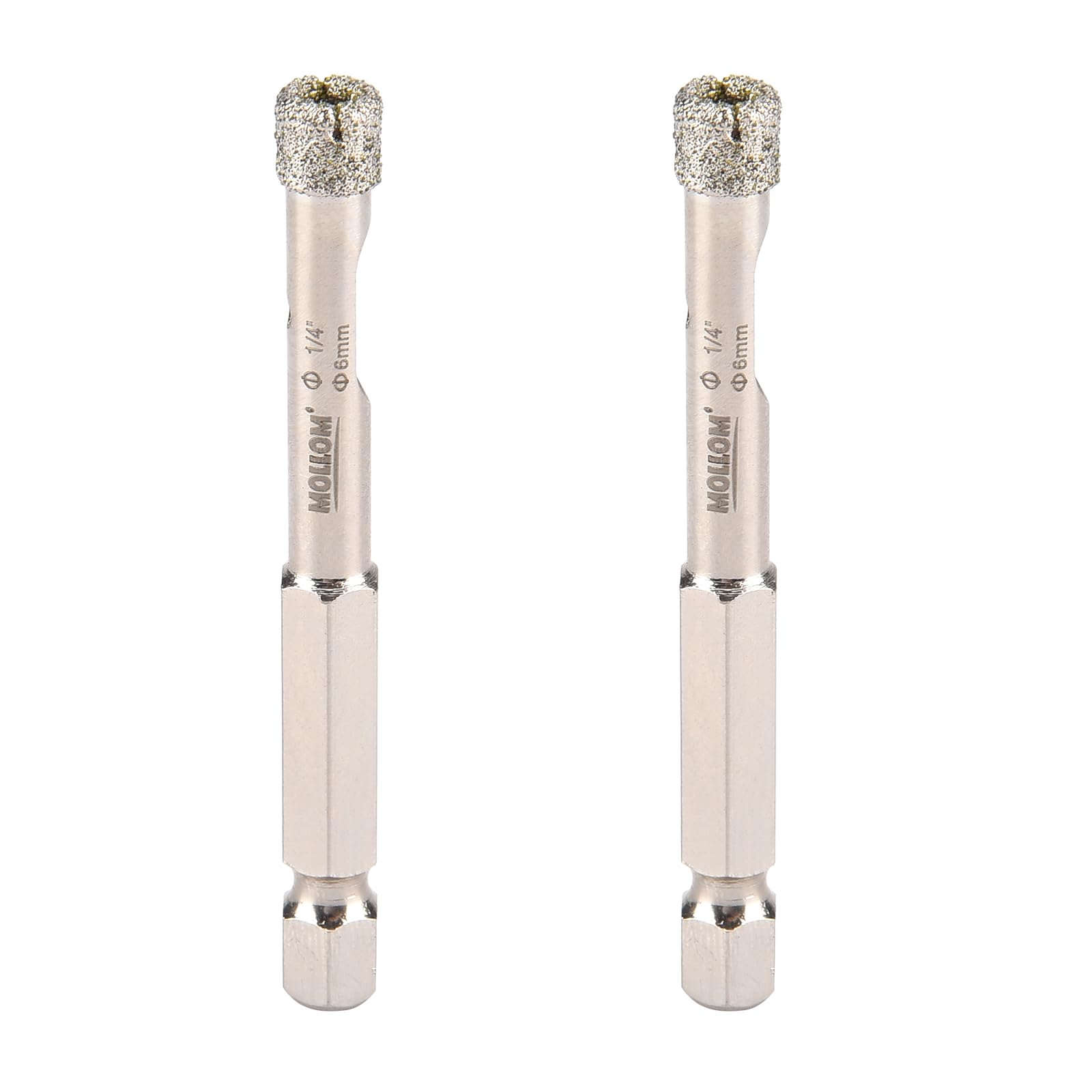 MOLLOM 1/4" (6mm) 2Pcs Diamond Hole Saw Smooth Cutting for Porcelain Tiles,Glass,Ceramic,Marble,Fiberglass,etc
