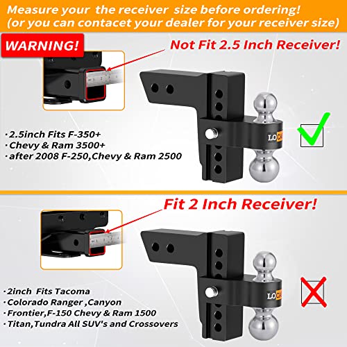 Locame LC0025 Adjustable Trailer Hitch, Fits 2.5-Inch Receiver Only thumb #1