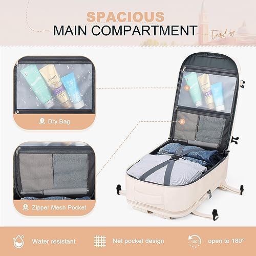 Image of Maelstrom Travel Backpack for Women Men,30L Waterproof Laptop Backpack Fits 17-Inch Laptop, Gift for School Work Backpack with Detachable Crossbody Bag & Shoe Compartment(Beige, Large-Upgrade)