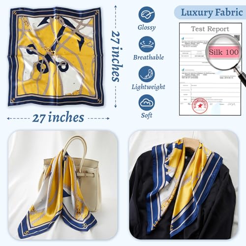 100% Mulberry Silk Square Scarf 27''x27'' Neck Scarf Hair Scarf Headscarf Bandanas for Women2