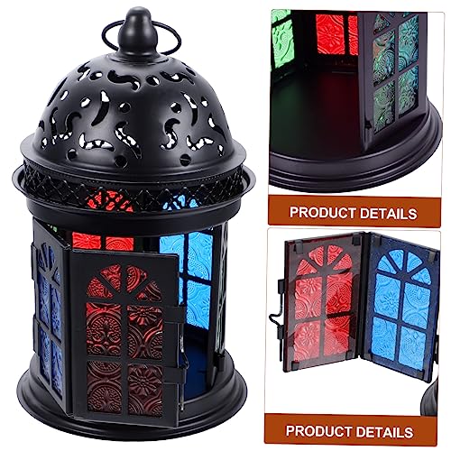 Cabilock European Style Retro Wind Lamp Candle Stand Hanging Candle Holder Metal Candle Lantern Indoor Decor Wedding Decorations Indoor Lanterns Decorative Glass Aromatherapy Candle Box