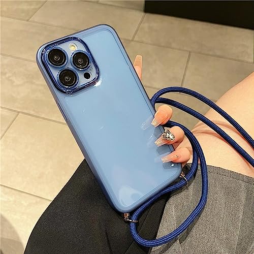 Coque cordon iPhone 11 Pro Max bleue pour garder les mains libres en festival