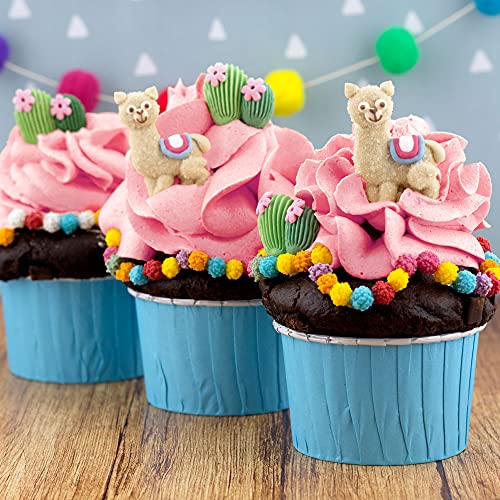 Günthart 24 Stück Lama Alpaka und Wüsten Kakteen Zuckerfiguren Set | Alpaka | Lama | Südamerika Peru Zucker Dekoration | Alpakas/Lama und Kaktus Kuchen Decoration | 1er Pack (1 x 76 gr)