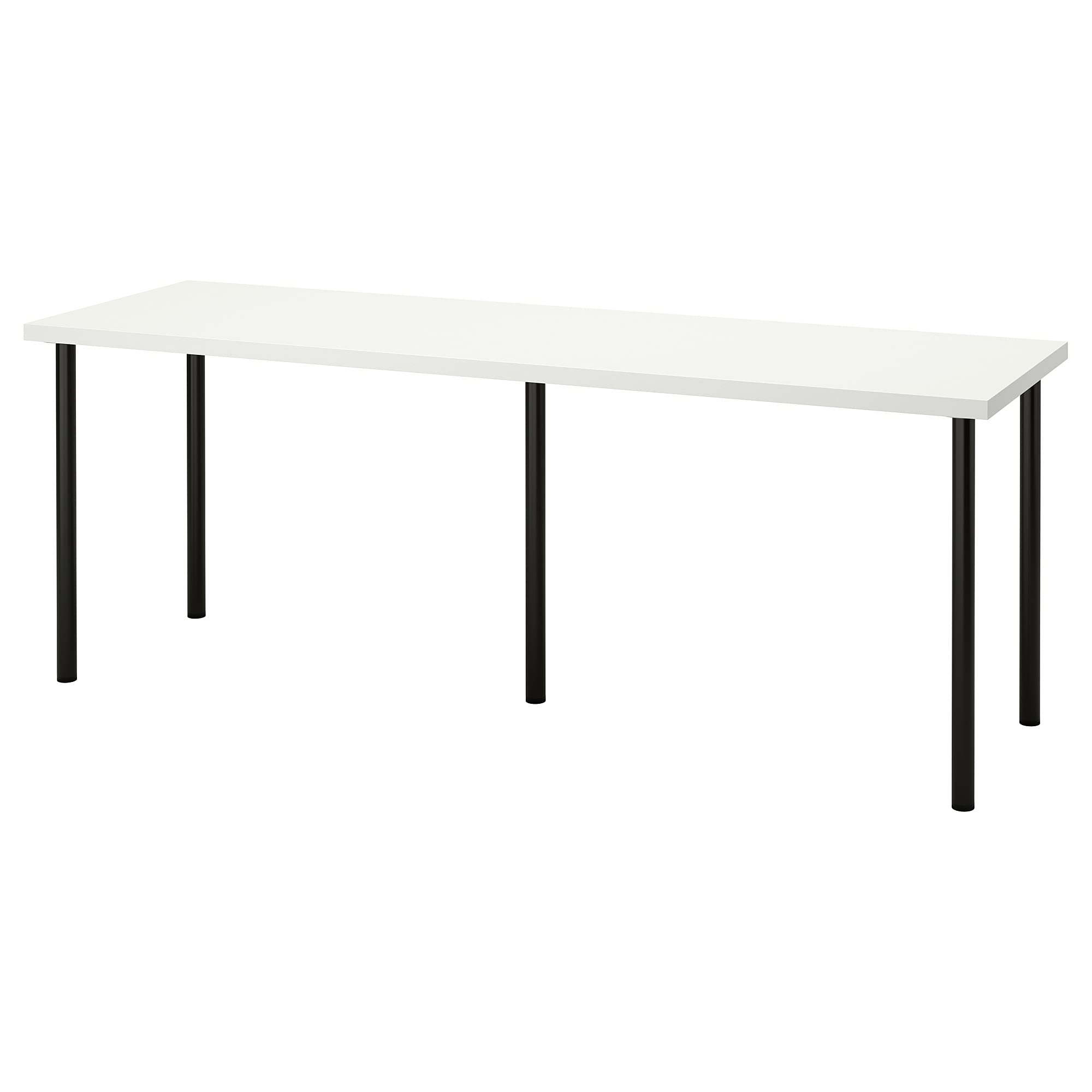 Bureau LAGKAPTEN/ADILS blanc et noir 200x60 cm pour grand espace de travail