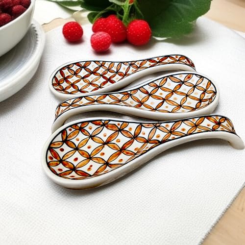 Image of Malaikah Ceramic Spoon Rest Print Pack of 3 for Home, Kitchen, Dining, Kitchen Decor & Gifting