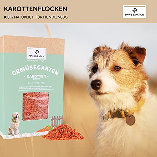 Paws&Patch KAROTTENFLOCKEN für Hunde 900g I europäische Landwirtschaft I glutenfreie Gemüse-Beilage für Barf & Hundefutter I Vitamine, Pektine, Beta-Carotin…