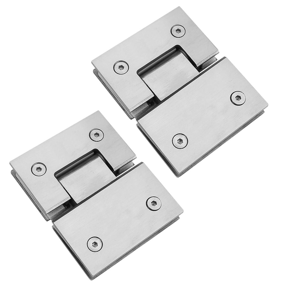 Glass Door Hinges,2 Pack 180 Degree Frameless, Heavy Duty 304 Stainless Steel to Hinge Bathroom Gate Clamp for 8-12mm(Silver)