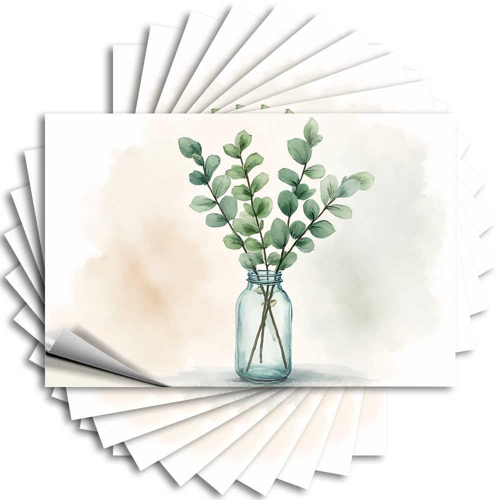 Green Eucalyptus in A Glass Vase Hat Coastal - Cool Room Stuff Lettering Sticker Self Adhesive Sticker(12X18CM)
