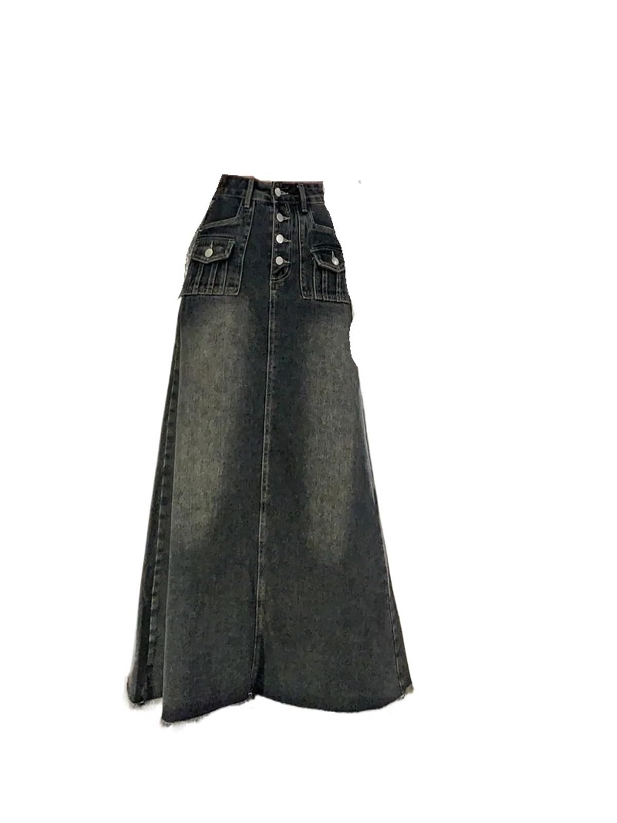 Falda Vaquera Elegante de Cintura Alta Vintage Corte A para Mujer