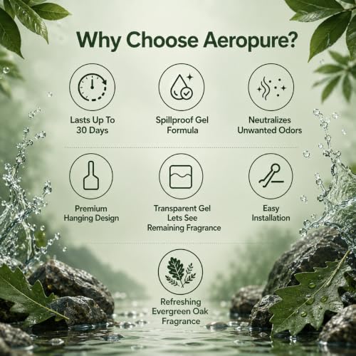 Image of Aeropure Gel Wink Hanging Car Perfume | Long-Lasting Gel Based Car Air Freshener | Car Accessories | Last Up to 30 Days | Evergreen Oak - Pack of 3