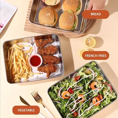 Image of Premium Stainless Steel Food Tray with Lid | Multipurpose Serving, Baking, Storage & Meal Prep Container for Kitchen & Home (3)