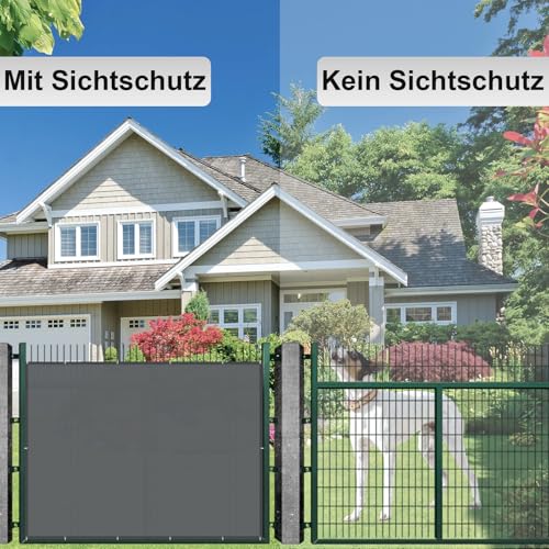 AXT SHADE Balkon Sichtschutz Wetterfest 90x600cm Balkonverkleidung Balkonabdeckung Balkonbespannung Blickdichte Windschutz und UV-Schutz mit Kabelbinder für Balkongeländer-Anthrazit