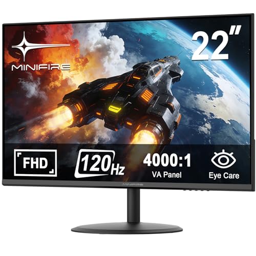 Minifire 22 Zoll Business Computer Monitor, FHD 1080p,120 Hz, FreeSync, Eye Comfort, sRGB 107%, Ultra Thin Aperture, Tilt, VESA, HDMI,PC Bildschirm-Schwarz(MF22X3AH)