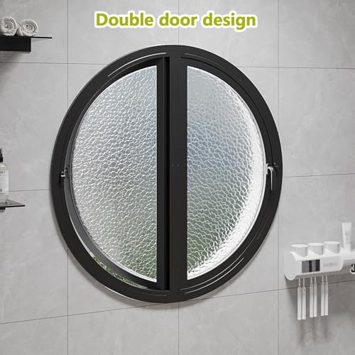 Ventana abatible con Marco de Aluminio, Doble rotación de 90°, Cristal Redondo de Montaje Empotrado, Ideal para Entrada, Dormitorio, baño - Blanco, 70 cm/27,5 Pulgadas, diseño Duradero y ele