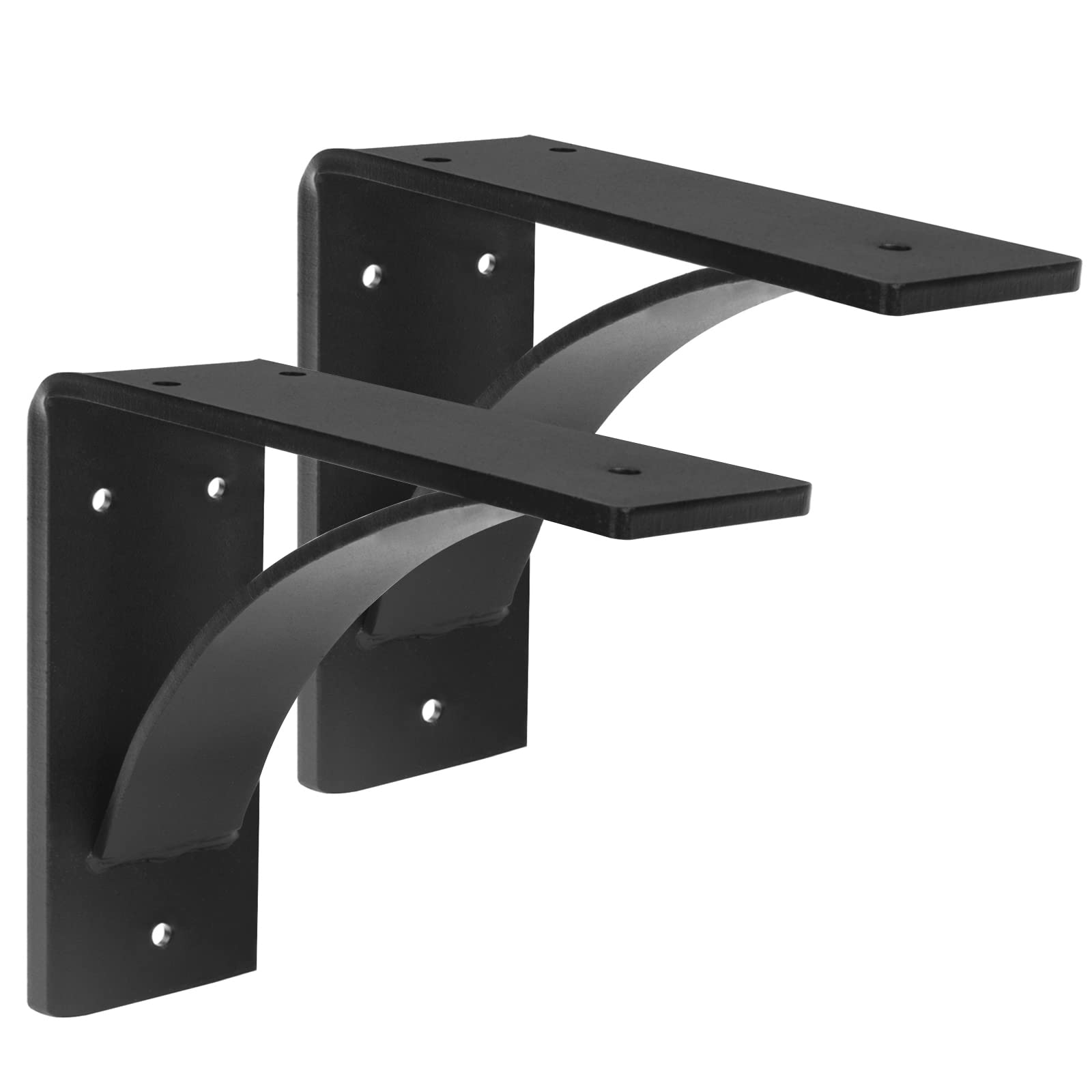 2 Pcs 8x9 inch Heavy Duty Steel Mantel Brackets, Extra Large Metal Iron Shelf Bracket Support for Fireplace, Wall Mounted Floating Triangle Hand Welded Countertop Holder Load 440 lb, 5.7 mm Thickness