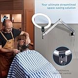 Daylight Aura On Arm™ Ring Lamp – 4,500 Lux at 30cm, 90+ CRI, 6,000K Daylight LEDs, Extendable 145cm Arm, Continuous Dimmer, Wall/Table Mountable, Pivoting Head – Black - Image 3