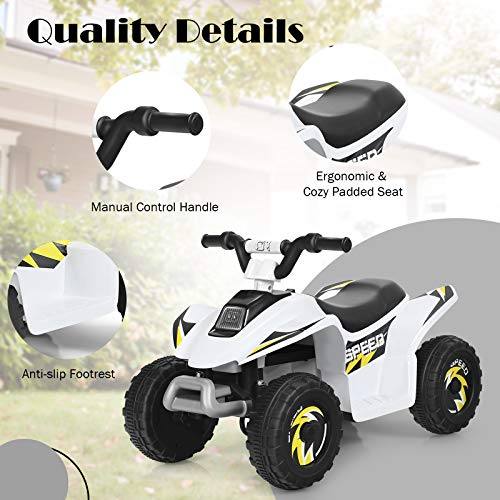 Image of HONEY JOY Ride On ATV, 6V Mini Off-Road Battery Powered Motorized Quad for Kids, Anti-Slip Wheels, RWD 4-Wheeler Electric Ride On Toy Car for Toddlers (White)