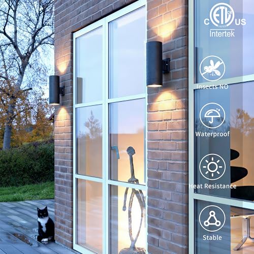 Image of mirrea 14 inch Modern Outdoor Porch Light in 2 Lights, Matte Black, 1 Pack