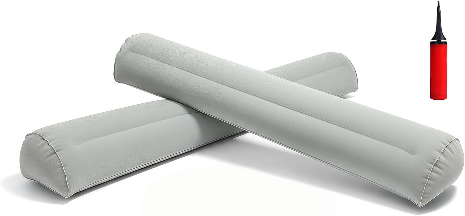 Inflatable Bed Bumpers for Toddlers (2 Pack), Portable Bed Rail Guard for Kids, 1-Minute Quick Inflate, Non-Slip Flocked Surface & PVC Core, Travel Bed Bumper for Home or Hotel