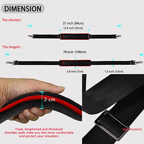 Image of ZINZ Shoulder Strap 78 inch Universal Bag Strap with Ultra-Thick Fixed Padded and Dual Balanced Adjustable Buckles for Briefcase, Travel Bag, Sports Bags, Laptop Bag, Crossbody Bag - Wine Edge