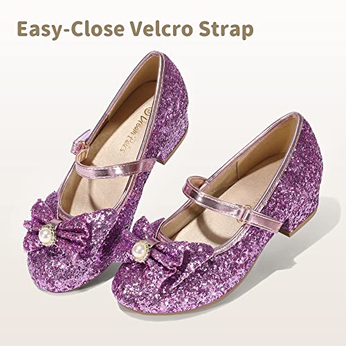 Image of DREAM PAIRS Girls Dress Shoes Princess Shoes for Toddler Little Girl Mary Jane Low Heels Glitter Flower Party Wedding Footwear