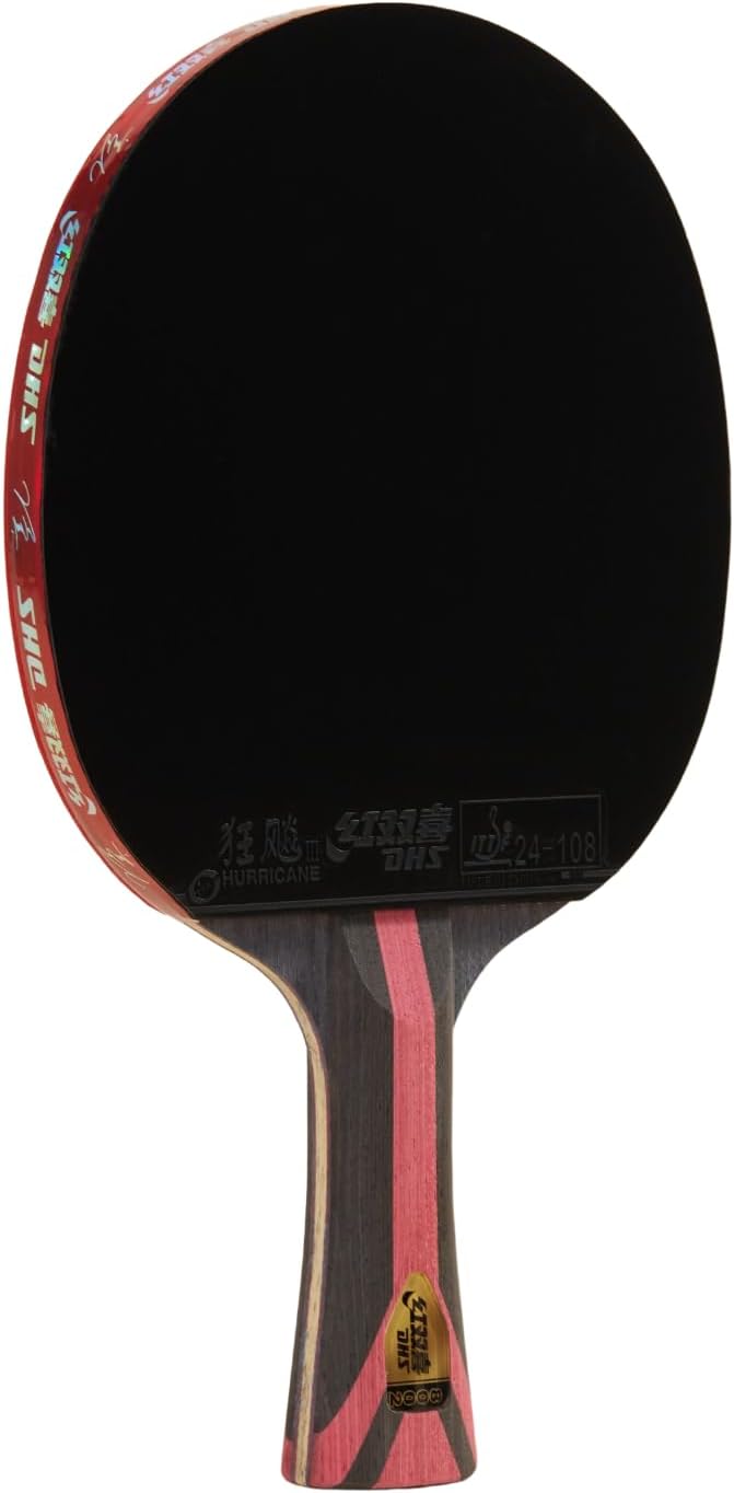 DHS Sports 8 Star Table Tennis Racket H8002 - Shakehand, ITTF Approved Paddle, Professional, 5 Ply Wood 2 Ply Carbon, Hurricane 3, Hurricane 8 Rubbers