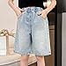 12-14 Years Bermuda Baggy Denim Shorts for Girls High Waist Straight Leg Summer Shorty Trendy Fashion Athletic Clothes Jorts Daily Wear Blue