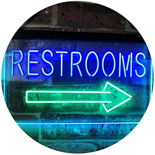 ADVPRO Restroom Arrow Point to Right Toilet Dual Color LED Neon Sign Green & Blue 400 x 300mm st6s43-m2049-gb โ image 1